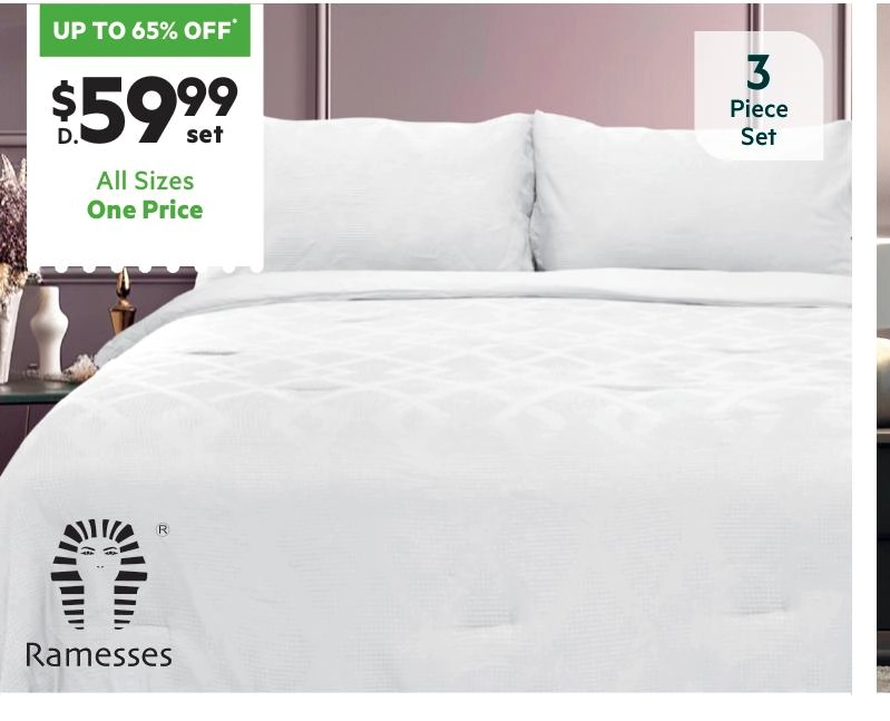 Ramesses Waffle Comforter Set White