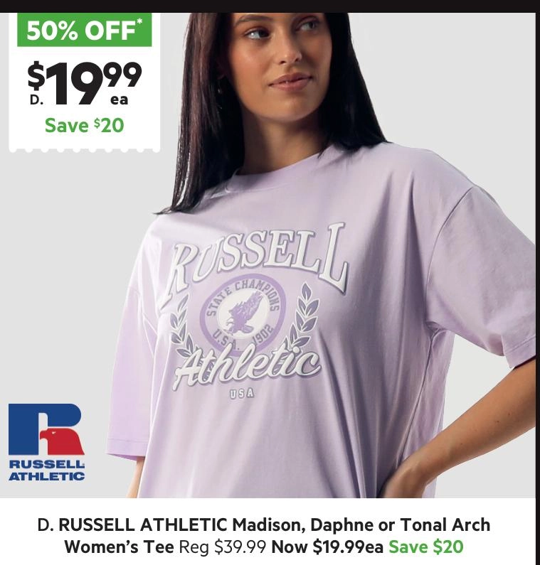 Russell Athletic Women's Tonal Arch Tee Mauve