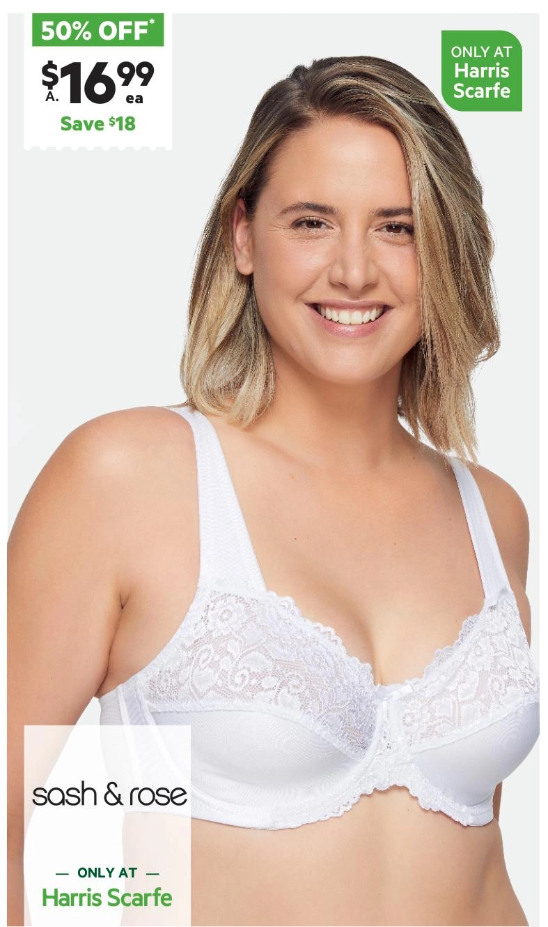 Sash & Rose Women's Lace Underwire Minimiser White