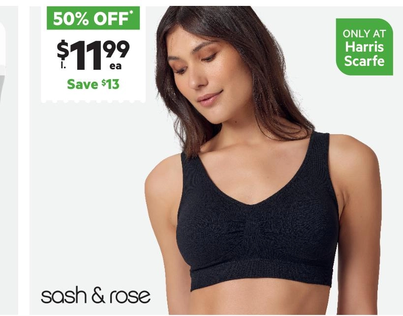 Sash & Rose Women's Soft Seamfree Bra 2 Pack Black & Beige