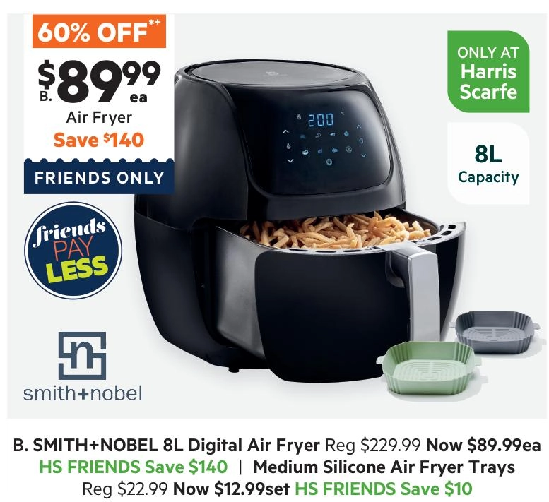 Smith + Nobel 8L Digital Air Fryer Black SN-KAF-8441