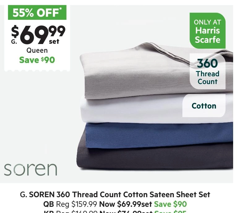 Soren 360 Thread Count Cotton Sateen Sheet Set Chambray