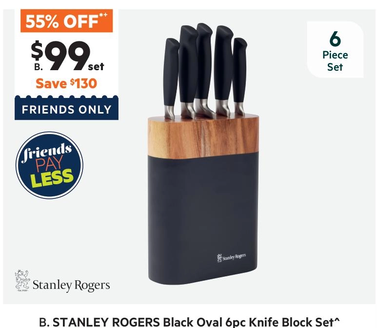 Stanley Rogers 6-Piece Oval Knife Block Set