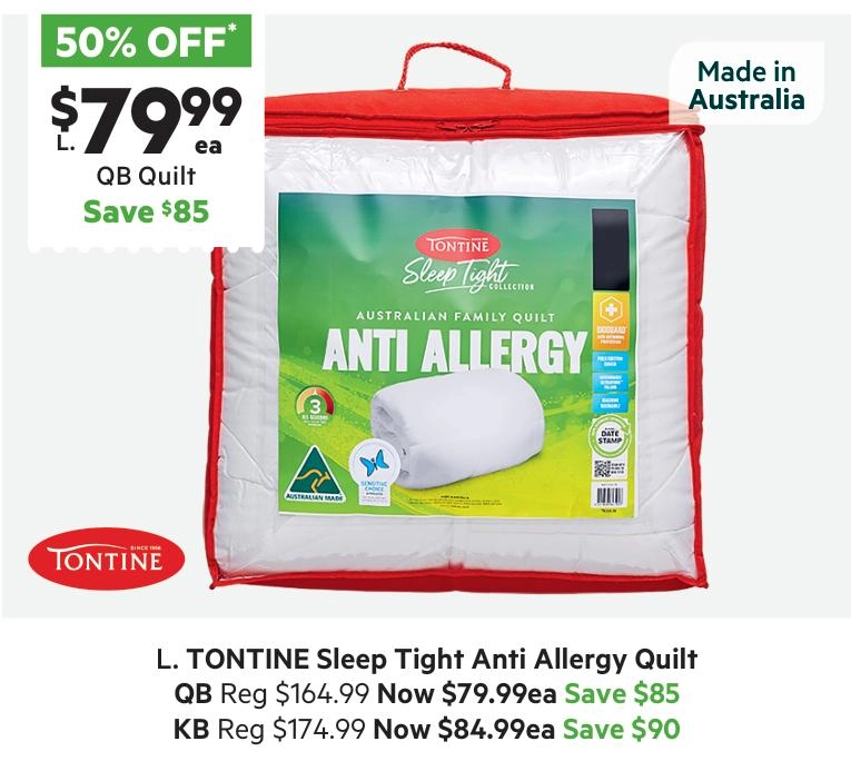 Tontine Sleep Tight Anti-Allergy Quilt Queen