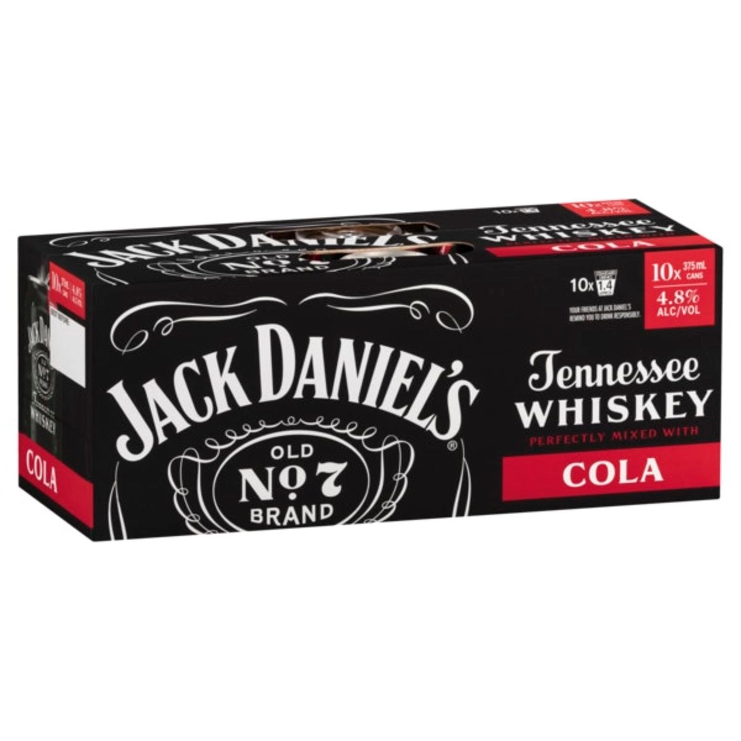 Jack Daniel's & Cola Can 375ml 10 Pack