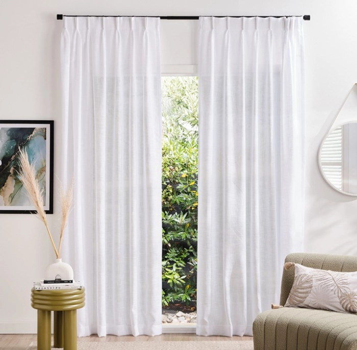 Flaxen Sheer Pinch Pleat Curtains