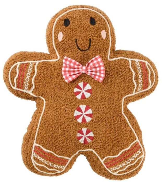 Jolly & Joy Christmas Gingerbread Man Cushion Multicoloured 38 x 46 cm