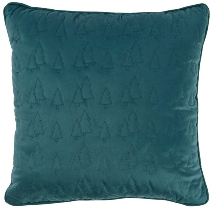 Jolly & Joy Christmas Tree Velvet Square Cushion Green 50 x 50 cm