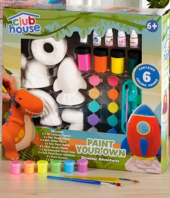 NEW Club House Paint Your Own Ceramic Activity Kit - Dinosaur Adventures