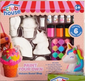 NEW Club House Paint Your Own Ceramic Activity Kit - Unicorn Sweet Shop