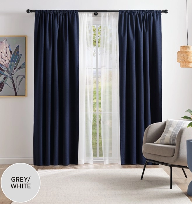 NEW Sheer & Blockout Rod Pocket Heading Curtain Combo Pack