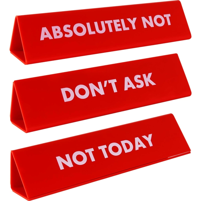 Flea Market 3-Sided Desk Sign Not Today (Red)