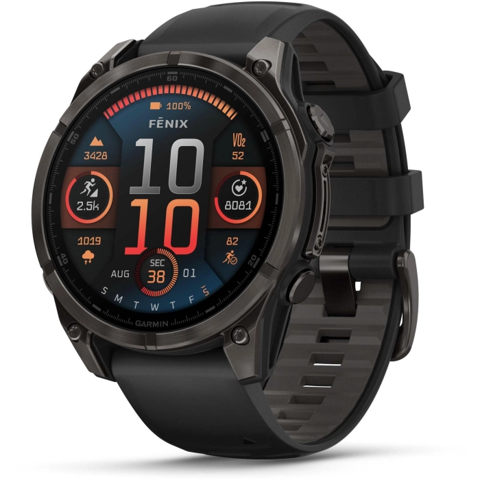 Garmin fenix® 8 47mm AMOLED Sapphire Edition Carbon Grey Titanium with Black + Pebble Grey Band