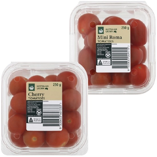 Australian Cherry Tomatoes or Mini Roma Tomatoes 250g Pack