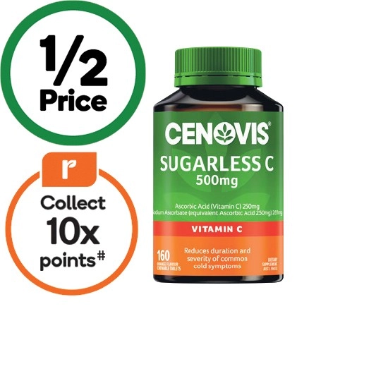 Cenovis Sugarless C 500mg Chewable Tablets Pk 160~