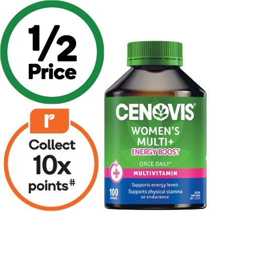 Cenovis Women’s Multi+ Energy Boost Multivitamin Capsules Pk 100~