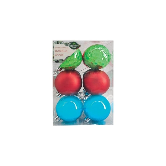 Christmas Traditional 60mm Felt Baubles Pk 6 – Assorted