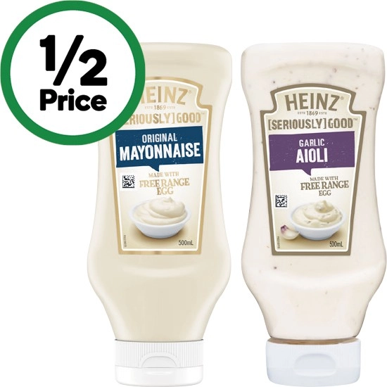 Heinz Seriously Good Mayonnaise or Aioli 500ml