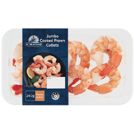 JC Seafood Jumbo Cooked Prawn Cutlets 240g