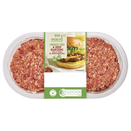 Macro Grass Fed Australian Beef Burgers 500g Pk 4