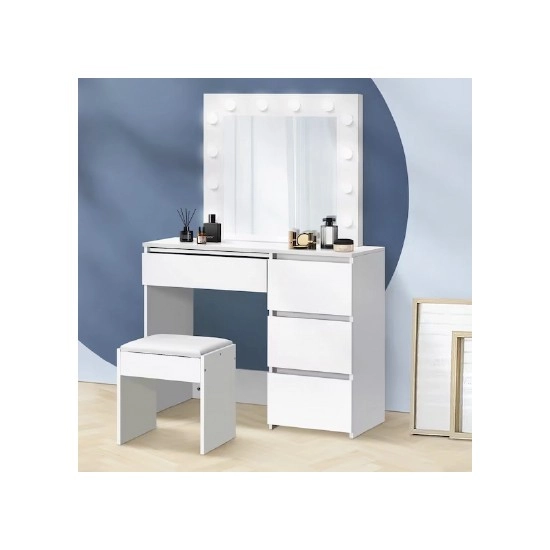 Oikiture 12 LED Bulbs Dressing Table with Stool