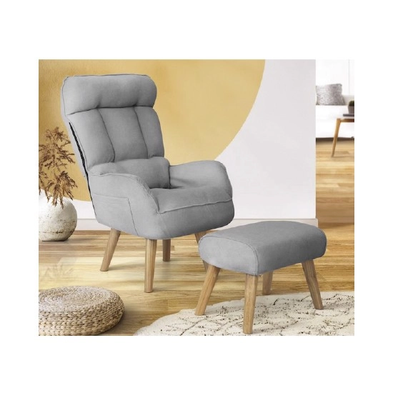 Oikiture 360 Swivel Accent Armchair with Stool