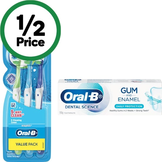 Oral-B 5 Way Clean Toothbrush Pk 3 or Gum Care Toothpaste 110g