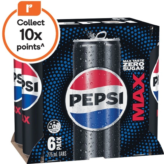 Pepsi Max, Schweppes Lemonade, Solo or Sunkist 6 x 275ml