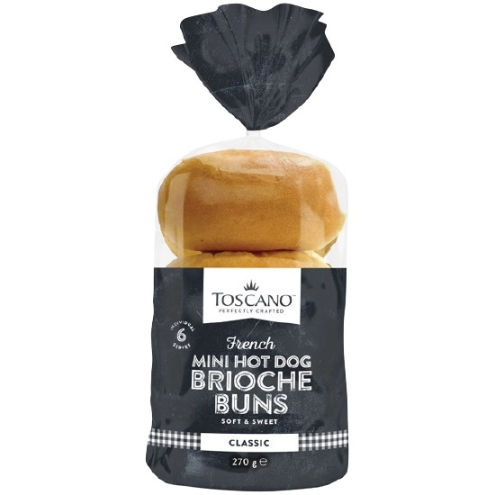 Toscano Mini Brioche Hot Dog Buns 270g Pk 6