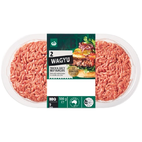 Woolworths Australian Wagyu Beef Burgers 300g Pk 2