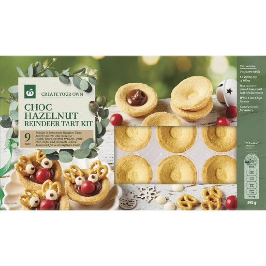 Woolworths DIY Choc Hazelnut Reindeer Tart Kit Pk 9