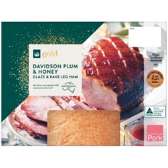 Woolworths Glaze & Bake Leg Ham with Plum & Honey Glaze 840g