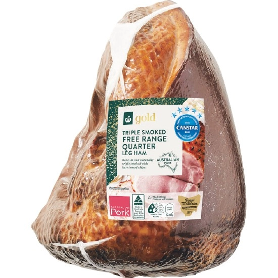 Woolworths Gold Triple Smoked Free Range Quarter Leg Ham