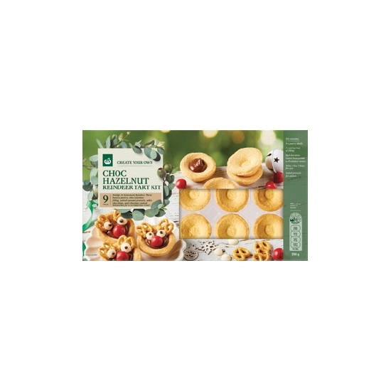 Woolworths DIY Choc-Hazelnut Reindeer Tart Kit 9-Pack