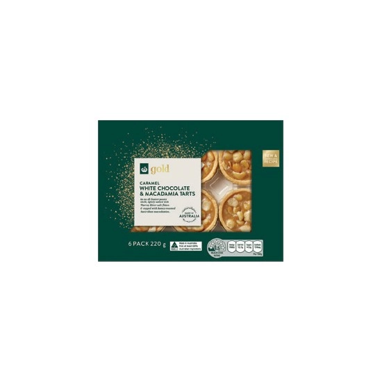 Woolworths Gold Caramel White Chocolate, Honey & Macadamia Tarts 6-Pack