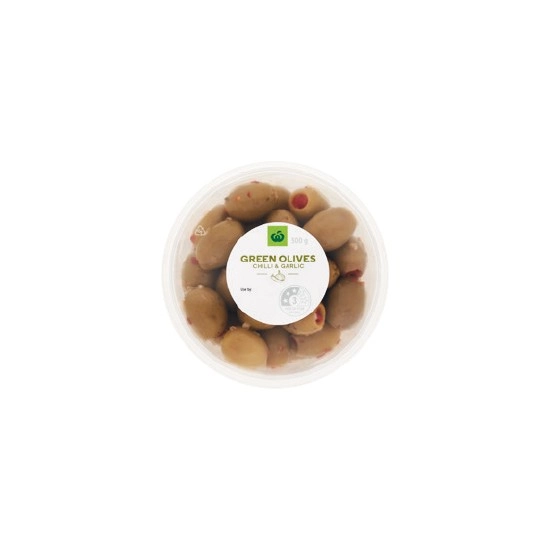 Woolworths Green Olives With Chilli & Garlic 300g