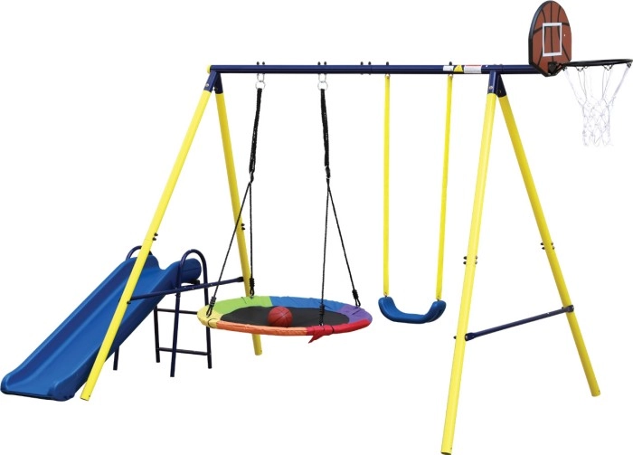 SkyFly Swing Set With Slide & Hoop