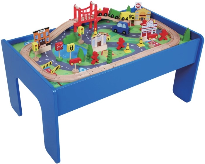 Wonder Co. Play Wooden Train Table 60 Pieces