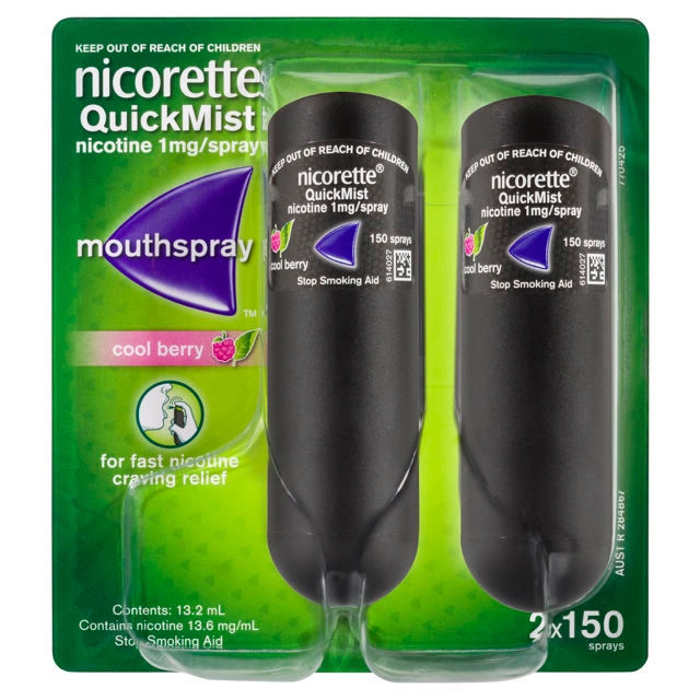 Nicorette Quick Mist Berry 150 Doses 2 Pack