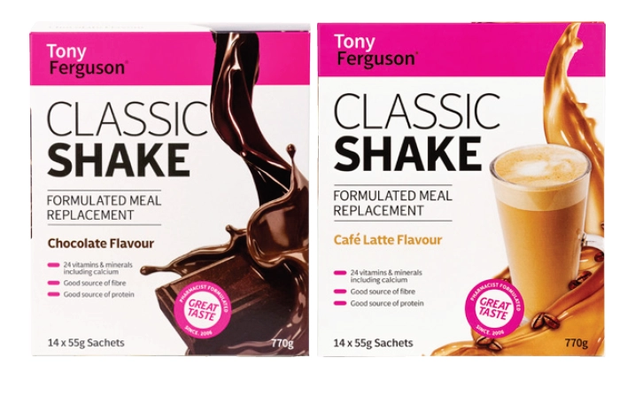 Tony Ferguson Classic Shake Chocolate or Café Latte Flavour 14 Pack