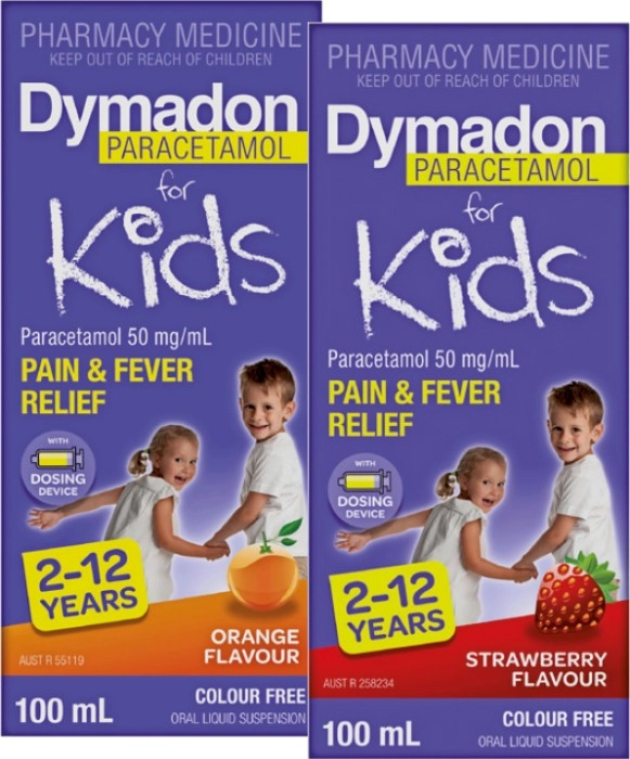 Dymadon for Kids 2-12 Years Orange or Strawberry Flavour 100mL