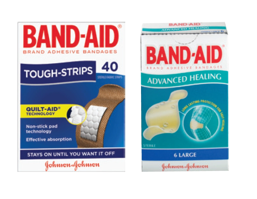 Band-Aid Tough-Strips 40 Pack or Advanced Healing Dressings Large 6 Pack