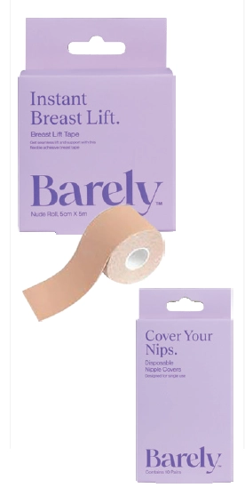 Barely Instant Breast Lift Tape Nude 5M or Disposable Nipple Covers 10 Pack