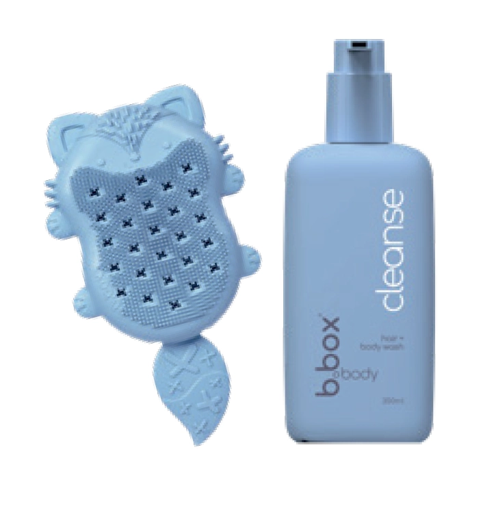 B.Box Baby Bath Brush & Sponge or Body Cleanse Hair + Wash 350ml