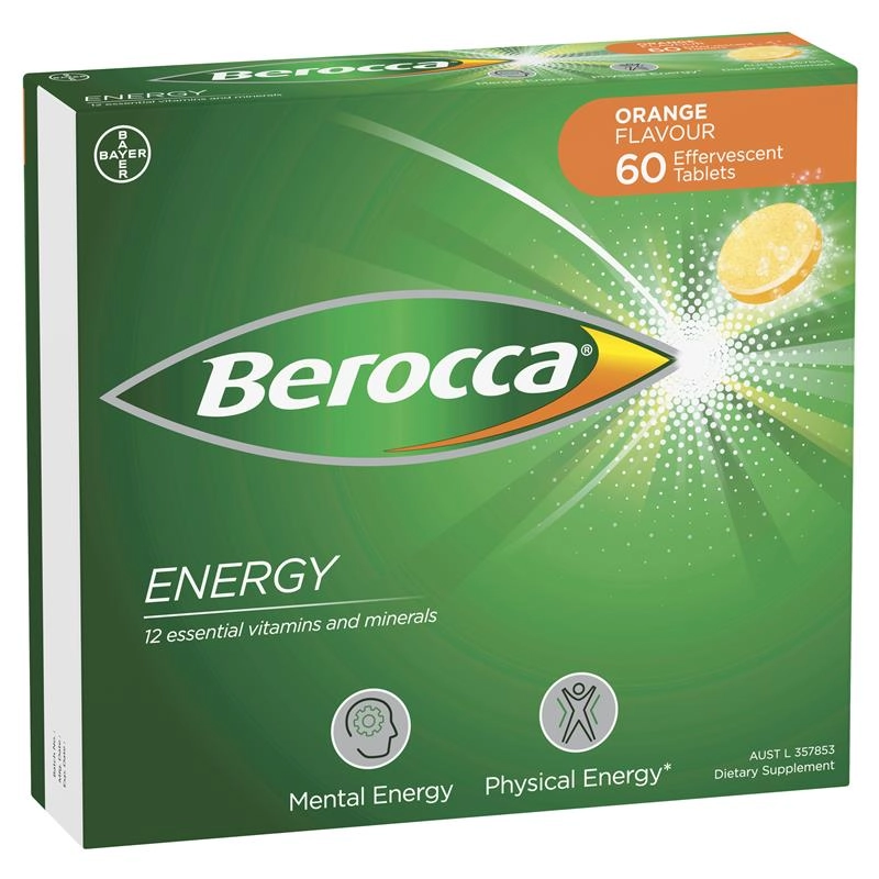 Berocca Energy Orange 60 Effervescent Tablets