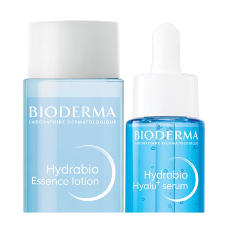 Bioderma Hydrabio Hydrating Essence Lotion for Dehydrated Skin 200ml or Hyalu + Hydrating Plumping Serum with Hyaluronic Acid and Niacinamide 30ml