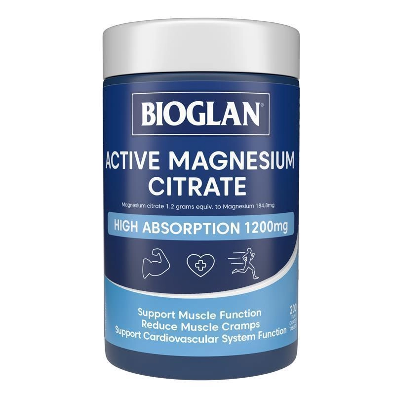 Bioglan Active Magnesium Citrate High Absorption 1200mg 200 Tablets