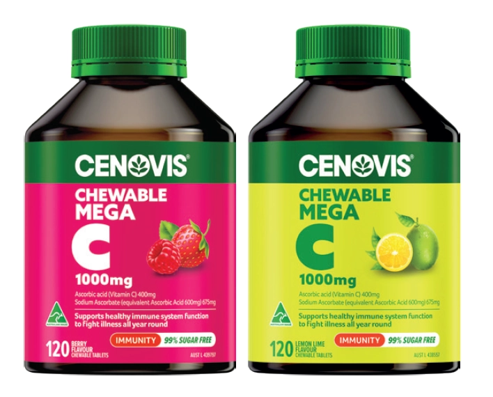 Cenovis Chewable Mega C 1000mg Berry or Lemon Lime 120 Tablets