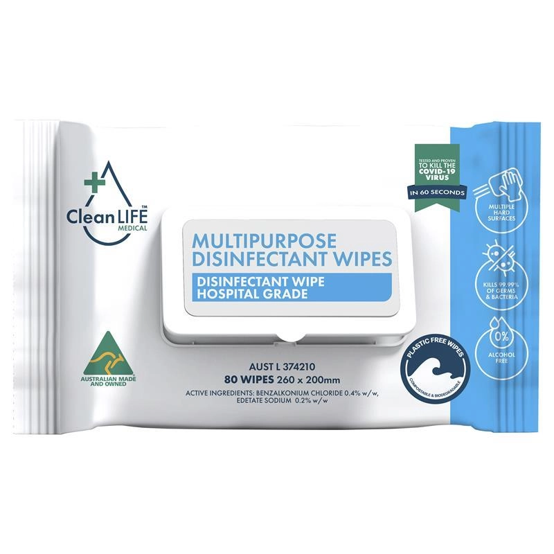 CleanLIFE Multipurpose Disinfectant Wipes Hospital Grade