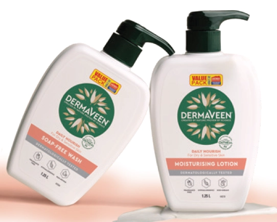 DermaVeen Daily Nourish Soap Free Wash or Moisturising Lotion 1.25 Litre